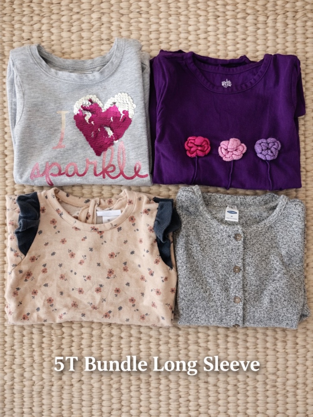 Girls' Purple Floral Applique Long Sleeve Top - Brand: (unspecified)